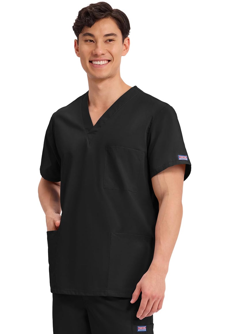 Cherokee Big and Tall Originals Unisex V-Neck Scrubs Shirt, Black, XX-Large - Image 4